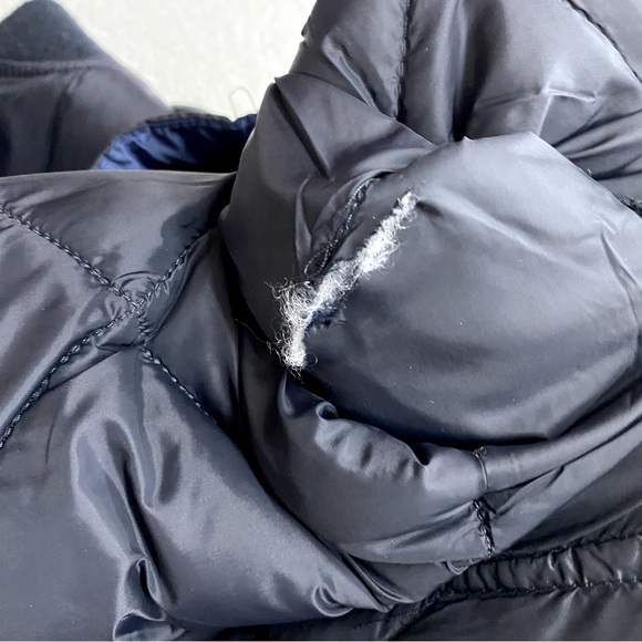 Calvin Klein Black Blue Reversible Quilted Puffer Zip Front Bomber Jacket S - Picture 7 of 15